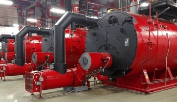 Boiler combustion heating system with red cylinder