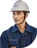 An engineer wearing a white hard hat