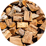 Piles of broken wood chips