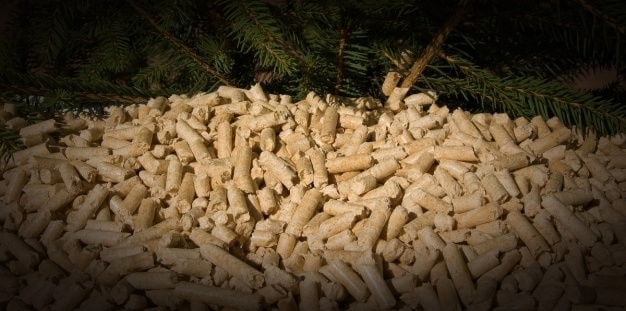 Golden yellow produced grass pellets