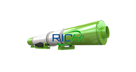 The product is a husk material drum dryer machine with a white-green shell.