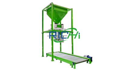 Automated wood pellet baler scale.