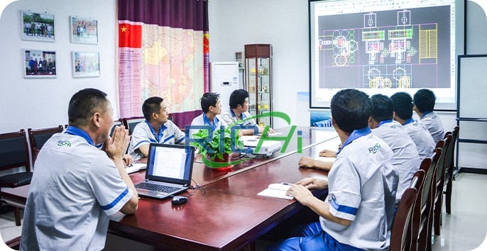 The engineering team is discussing the project plan.