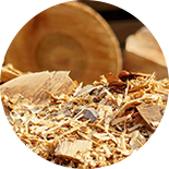 Wood chips generated from processing large-diameter logs