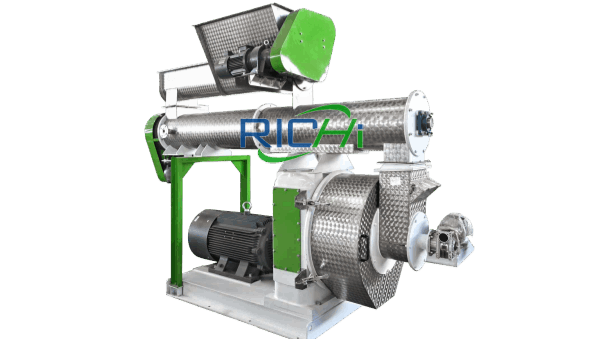 a alfalfa pellet machine is working