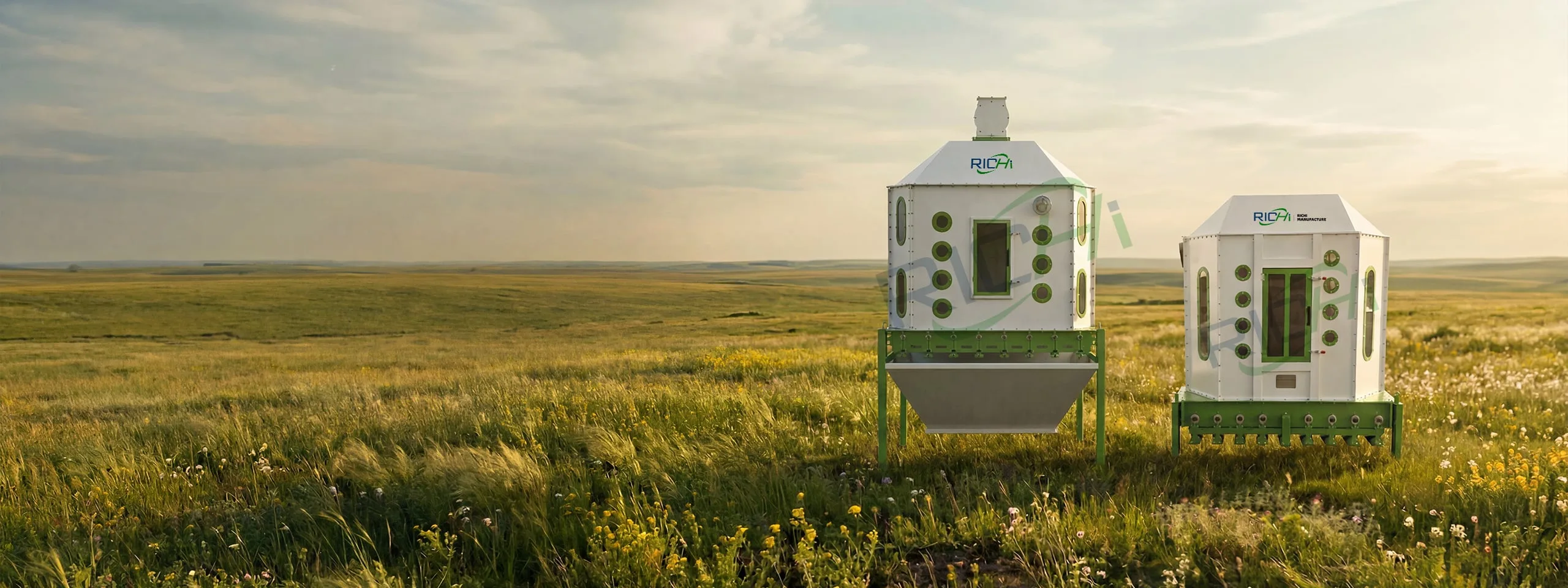 pellet cooling machine on grassland
