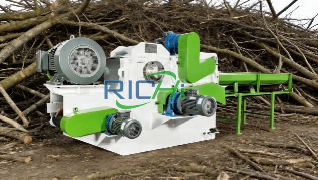 wood chipper machine and branch