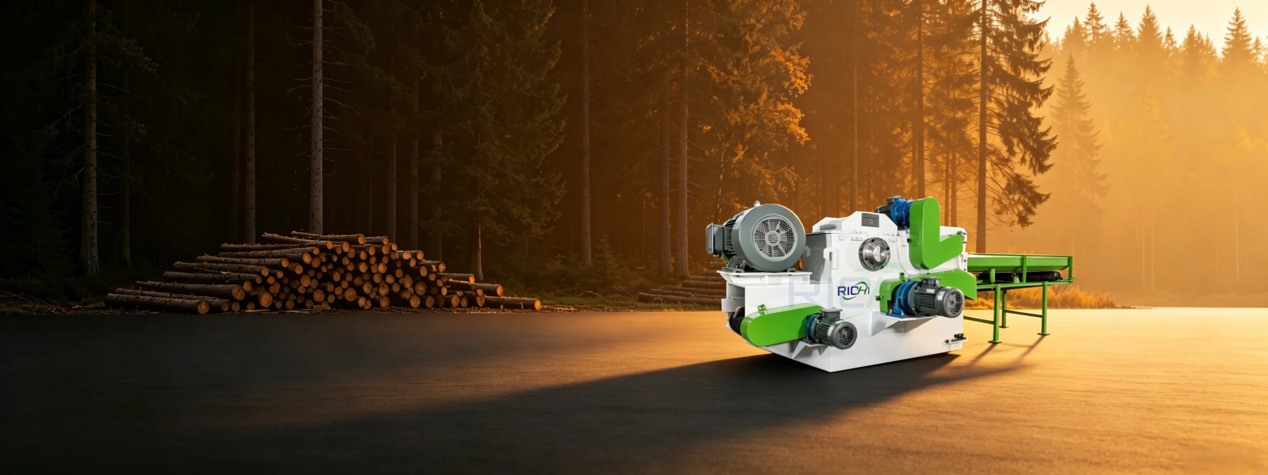 tree chipper machine and tree materials